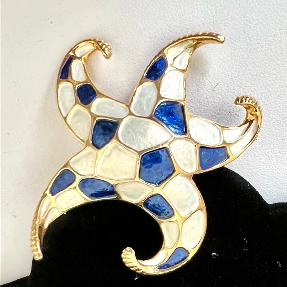 Vintage Boucher Signed Enamel Starfish Brooch - Picture 6 of 8